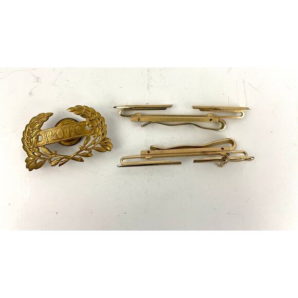 VTG Lot of 3 HICKOK Arrow & Sword Gold Tie Bar ROTC Dress Uniform Wreath SIGNED - Picture 5 of 14